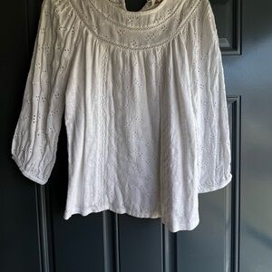 Fat Face Cream Puff Sleeve Blouse with Bib Collar